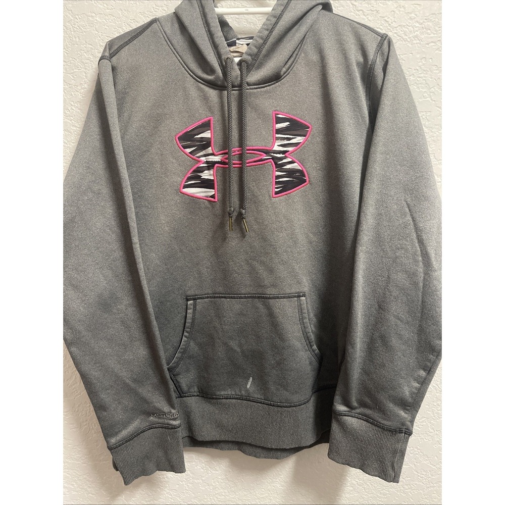 Under Armour Women's Hoodie Sweatshirt Pullover Gray/Pink Sz. Medium